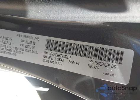 2015 Chrysler 200 Limited z USA, uszkodzony, nr VIN 1C3CCCAB6FN753117